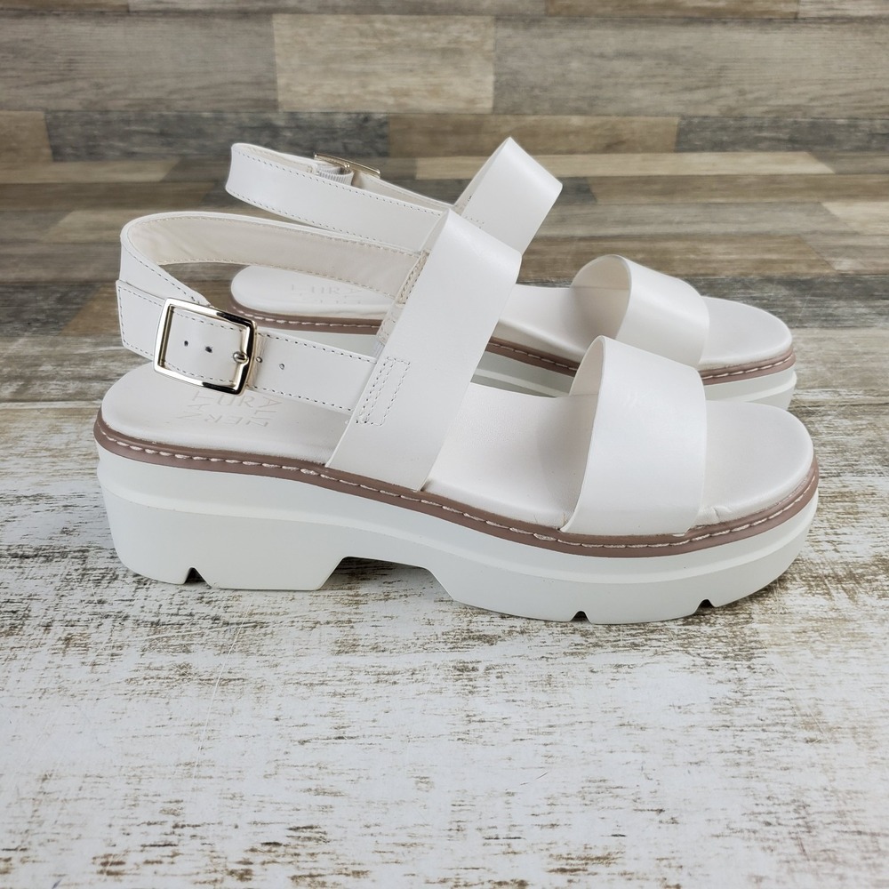 Naturalizer Darry Sling Womens Sandals Sz 8.5 M Warm White Leather Lug Sole